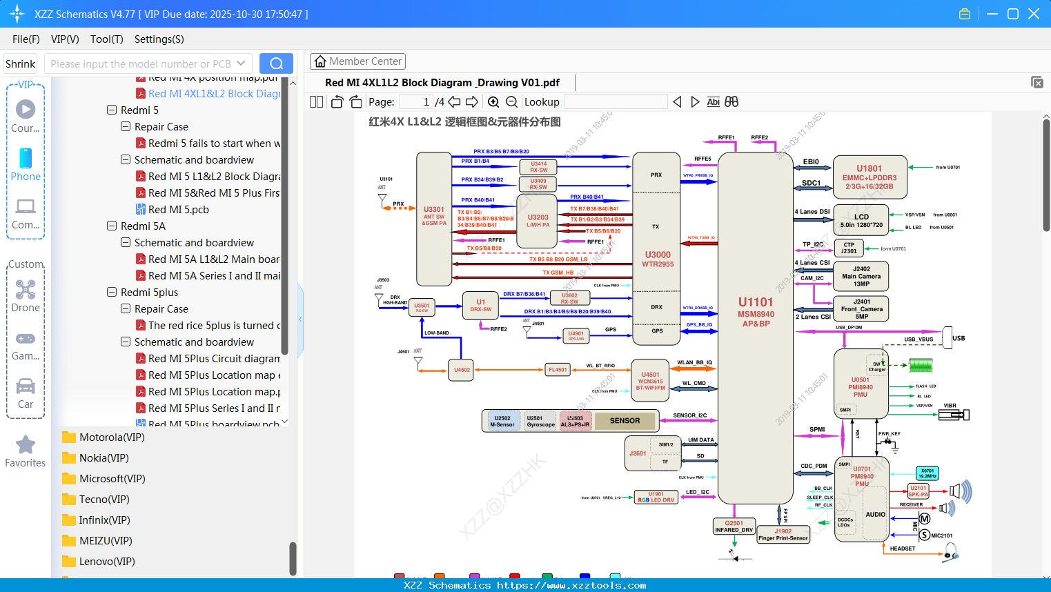 Xiaomi Redmi 4XL1&L2 Block Diagram & Drawing V01
